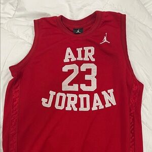 Jordan Boys Large Red and White Jersey Tank
